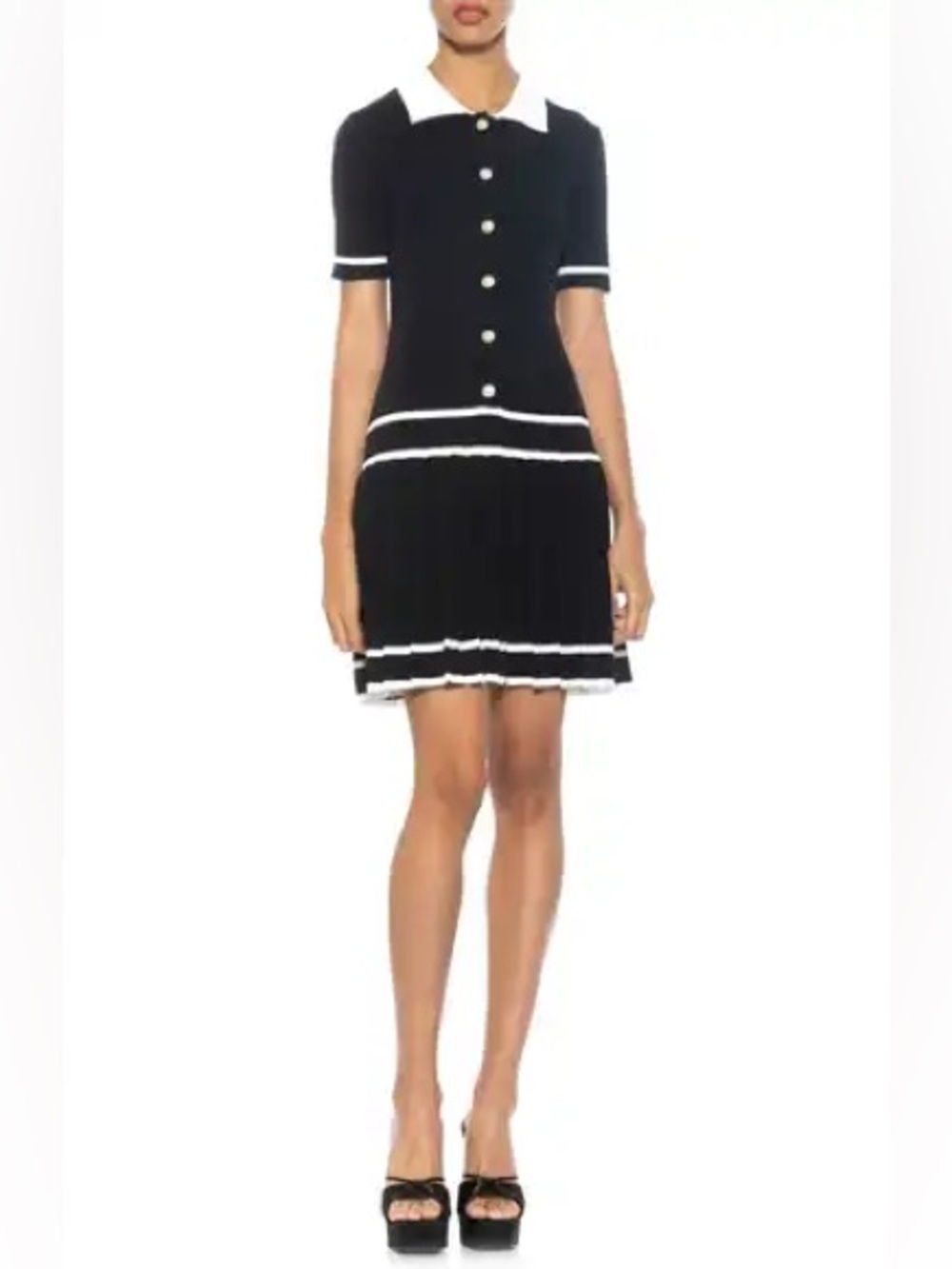 Alexia Admor Black Dress with White Contrast Collar